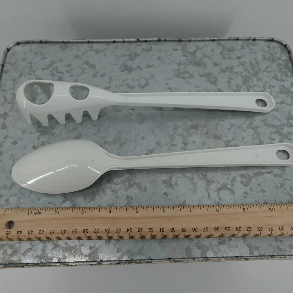 White‎ Melamine Kitchen Utensil Set Pasta Server and Serving Spoon 11.5 Inch